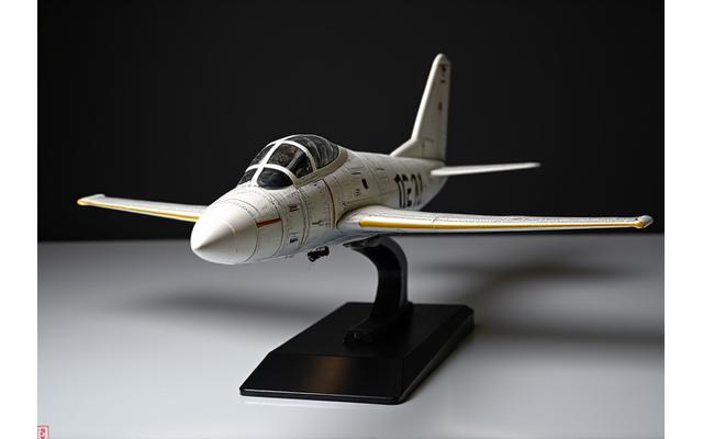 Professional photo of a finished, highly detailed scale model aircraft